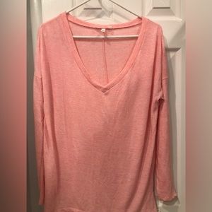 Victoria Secret Oversized V-Neck Pink Long Sleeve Shirt
